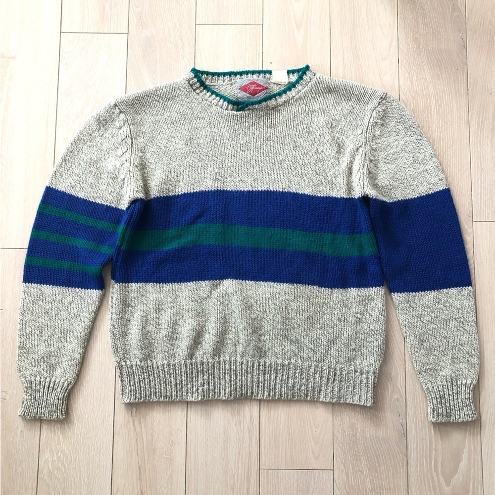 Vintage Fresh Squeeze Marled Striped Sweater in Grey